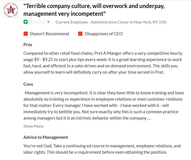 Quote Pret #20 Terrible Company