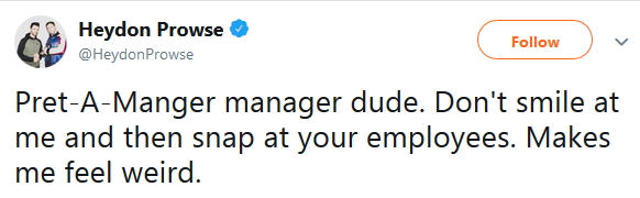 2013 Customer being treated nice by manager then snap at staff