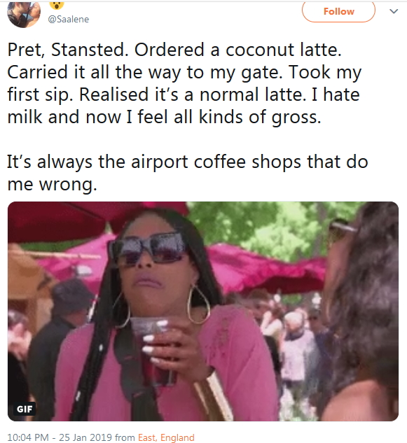 2019-01-25 Wrong milk in latte gross