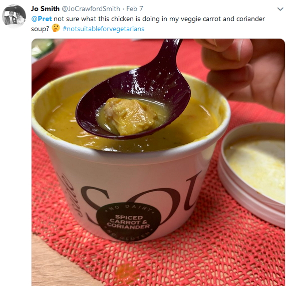 2019-02-07 Chicken in Veggie soup mislabelled