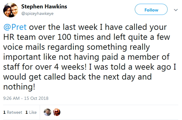 25 Staff complain in Twitter not paid HR