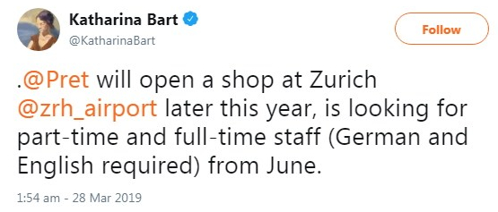 Journos adversiting for Pret 2019 Jobcenter