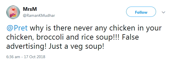 2018-10-17 Chick BrocRice Soup NEVER any chicken