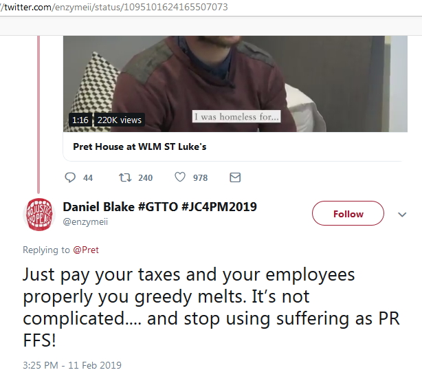 2019-02-11 Critical Tweet re Homeless house