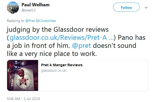 2019-07-01 Tweeter re Glassdoor