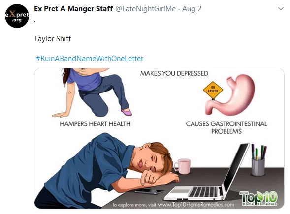 2019-08-02 RuinBandNameWith1Letter Taylor Shift