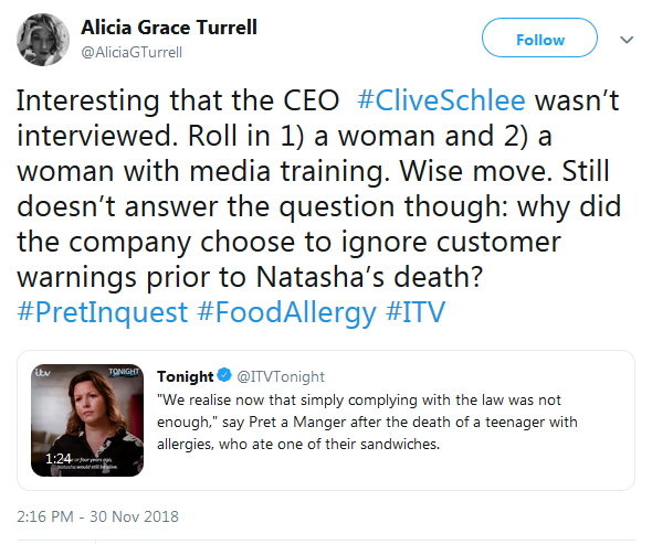 2018-11-30 Alicia Turrell on Clare Clough woman allergen
