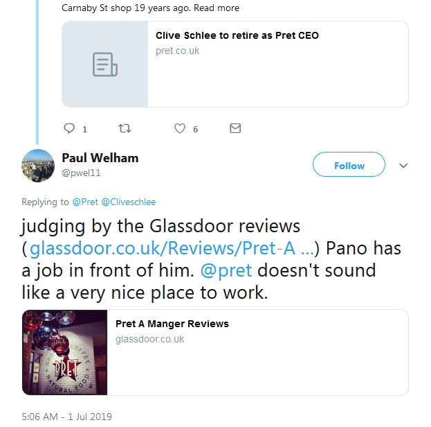 2019-07-01 Tweeter re Glassdoor