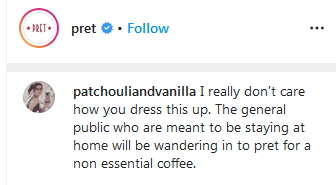 2020-04-16 Instagram re Pret NHS opening9