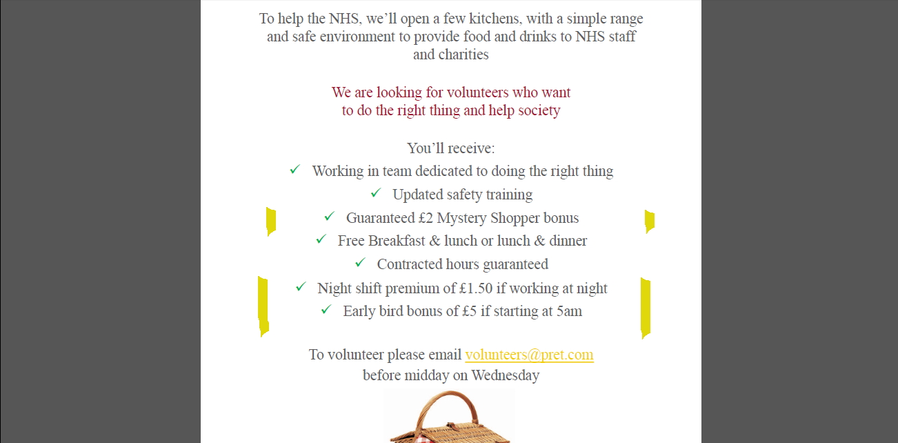 Part of Daily Pret NHS PR