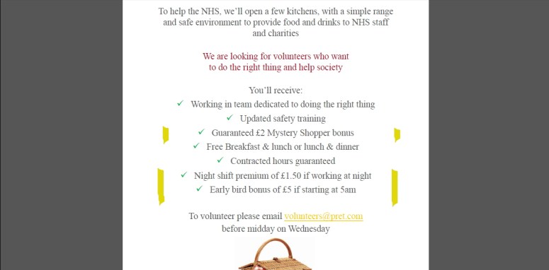 Part of Daily Pret NHS PR