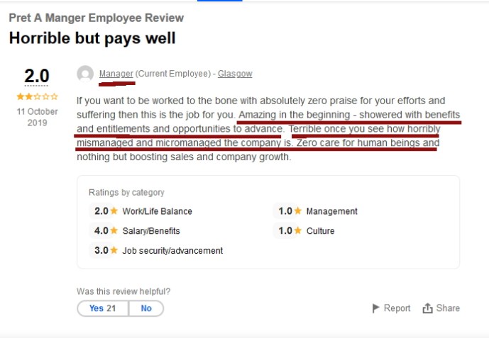 Manager review good at first