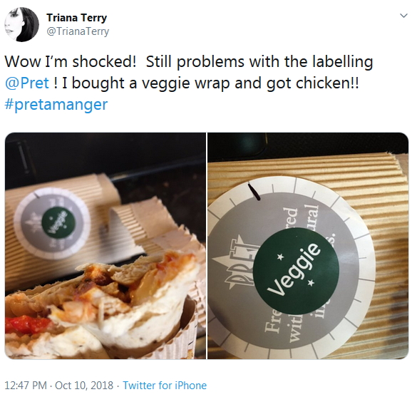 Chicken wrap veggie label