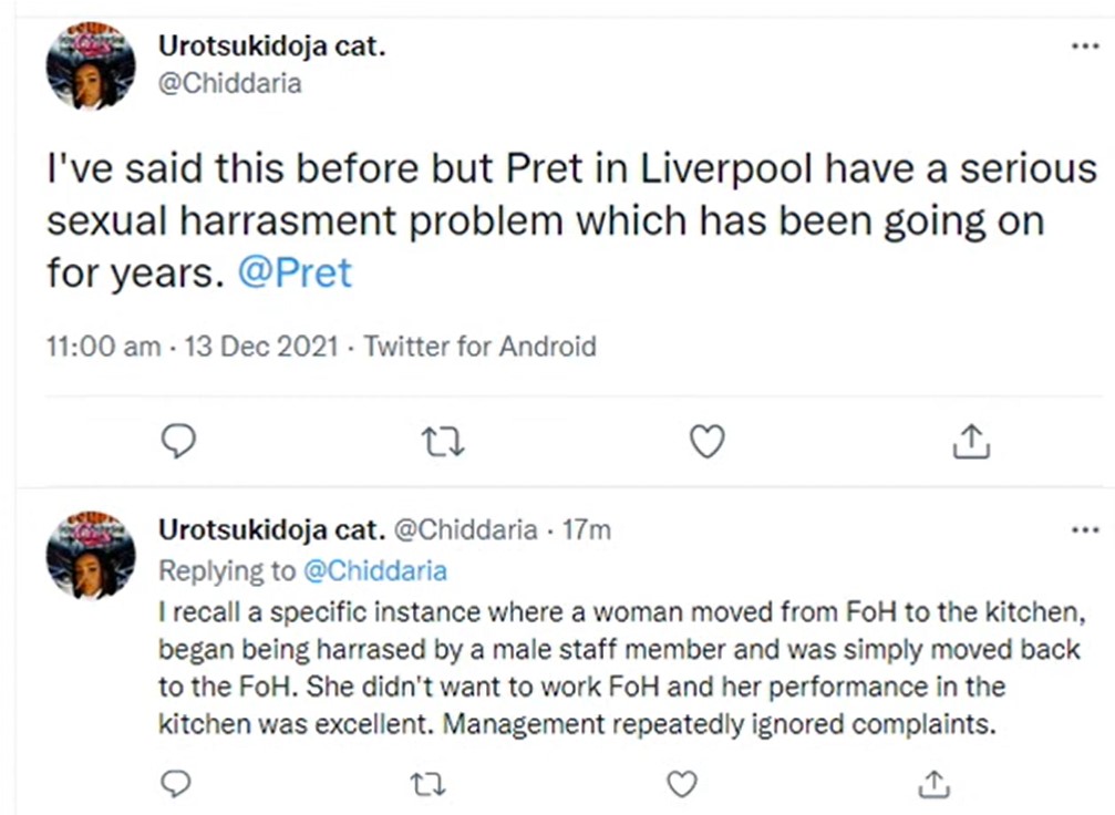 Review Tweet sex harrassment